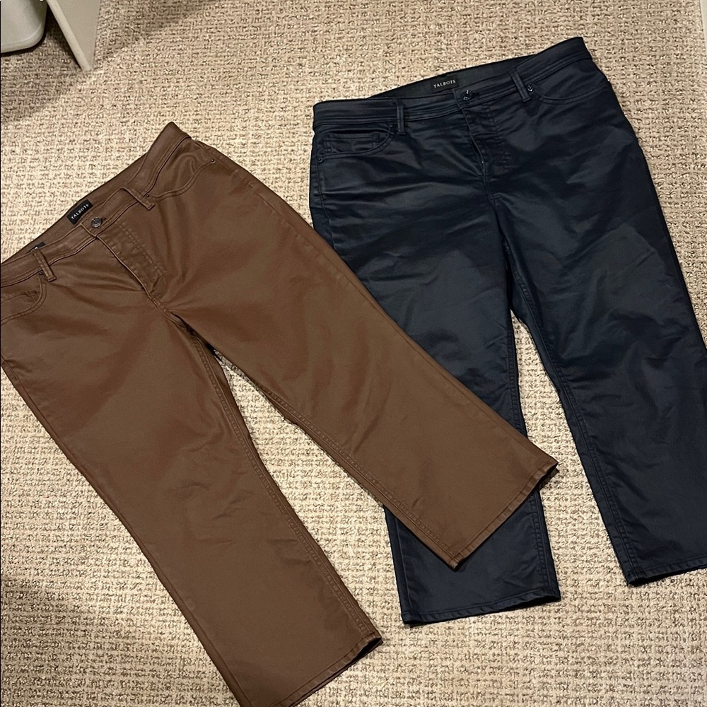 Talbots Brown and dark denim Demi Boot Crop Jeans-(set of 2)